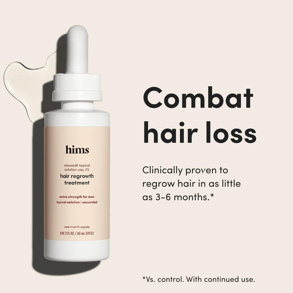 HIMS Hair Regrowth Treatment dropper applying 1 mL to the scalp for targeted coverage.