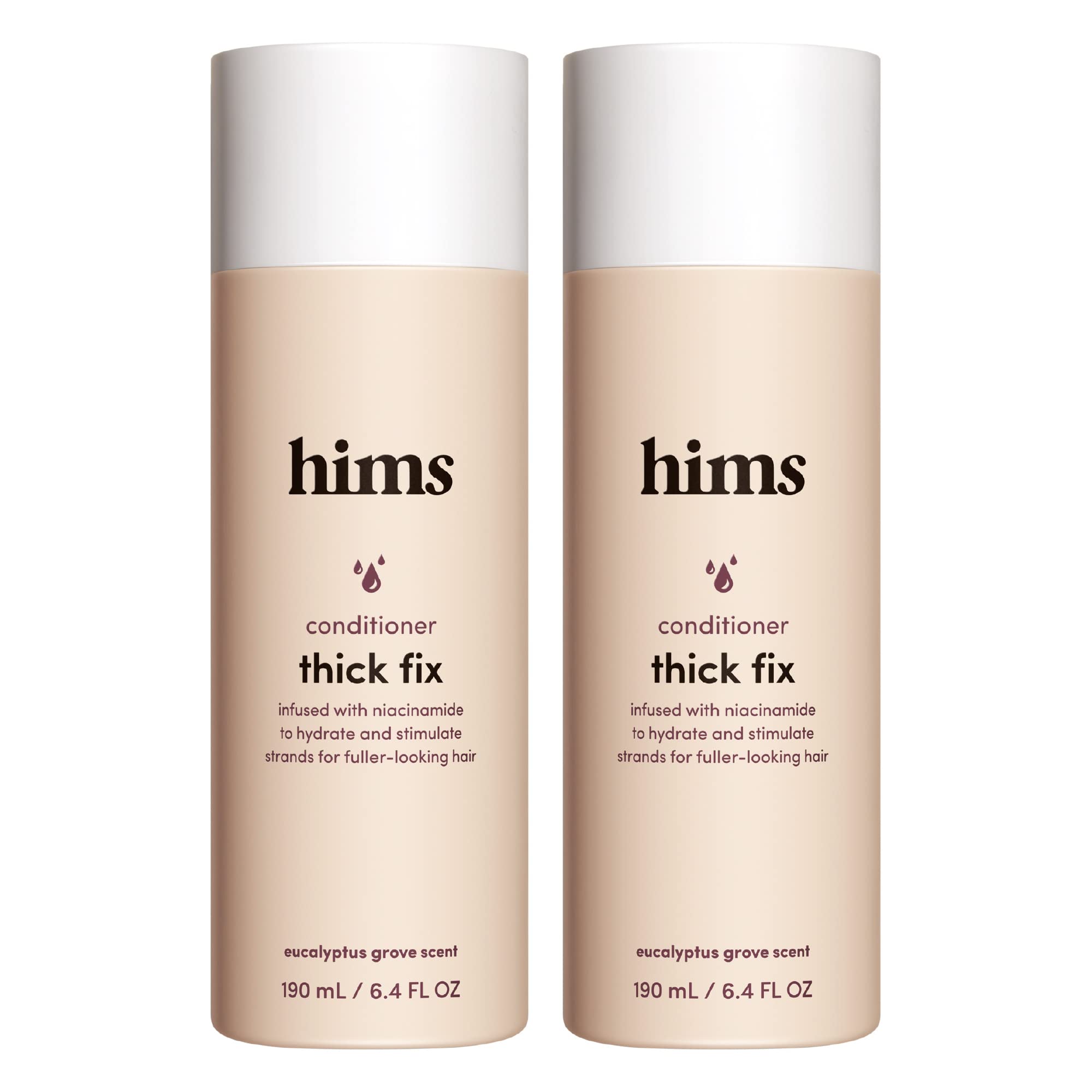 HIMS & HERS Thick Fix bottle with fresh eucalyptus scent for fuller-looking hair.