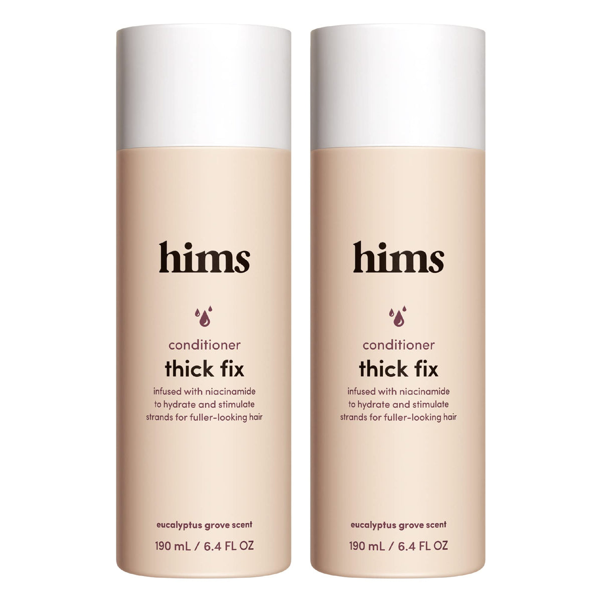 HIMS & HERS Thick Fix bottle with fresh eucalyptus scent for fuller-looking hair.