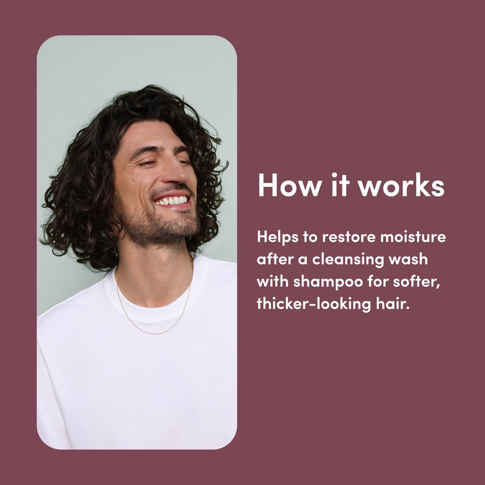HIMS & HERS Thick Fix conditioner application for smoother, fuller-looking strands.