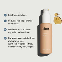 Hims HERS Vitamin C Serum application routine demonstrates effortless morning skincare.
