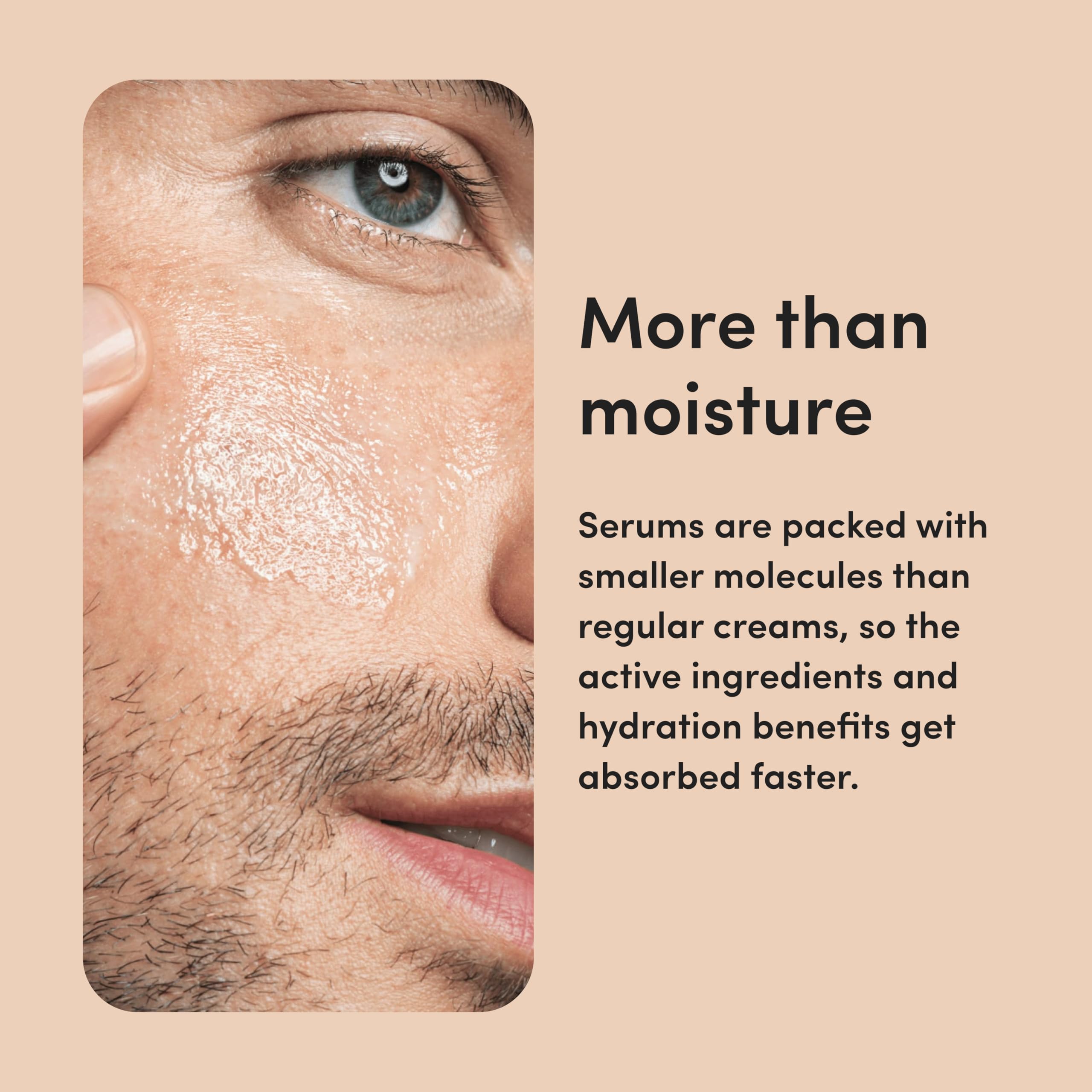 Hims HERS Vitamin C Serum closeup texture reveals light, non-greasy finish.