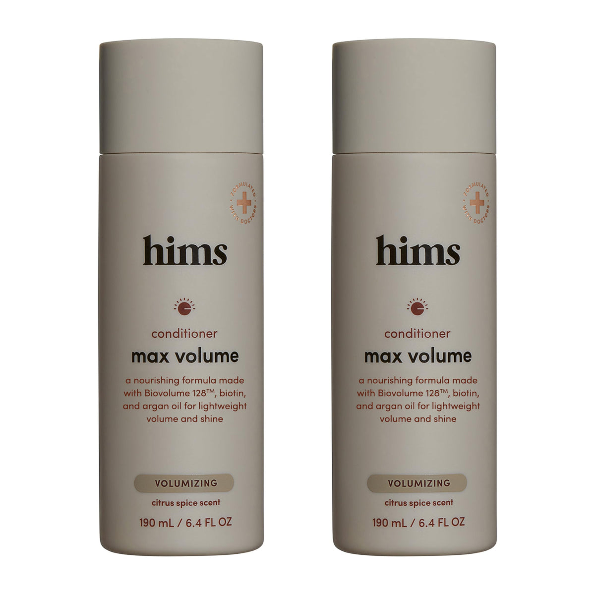 Hims Max Volume Conditioner bottle front shows lightweight volumizing for fine hair