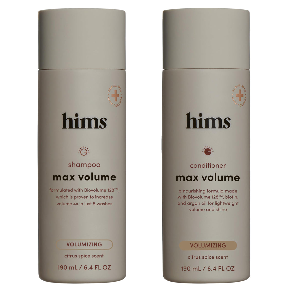 Hims Max Volume shampoo bottle highlights volumizing formula for fuller hair