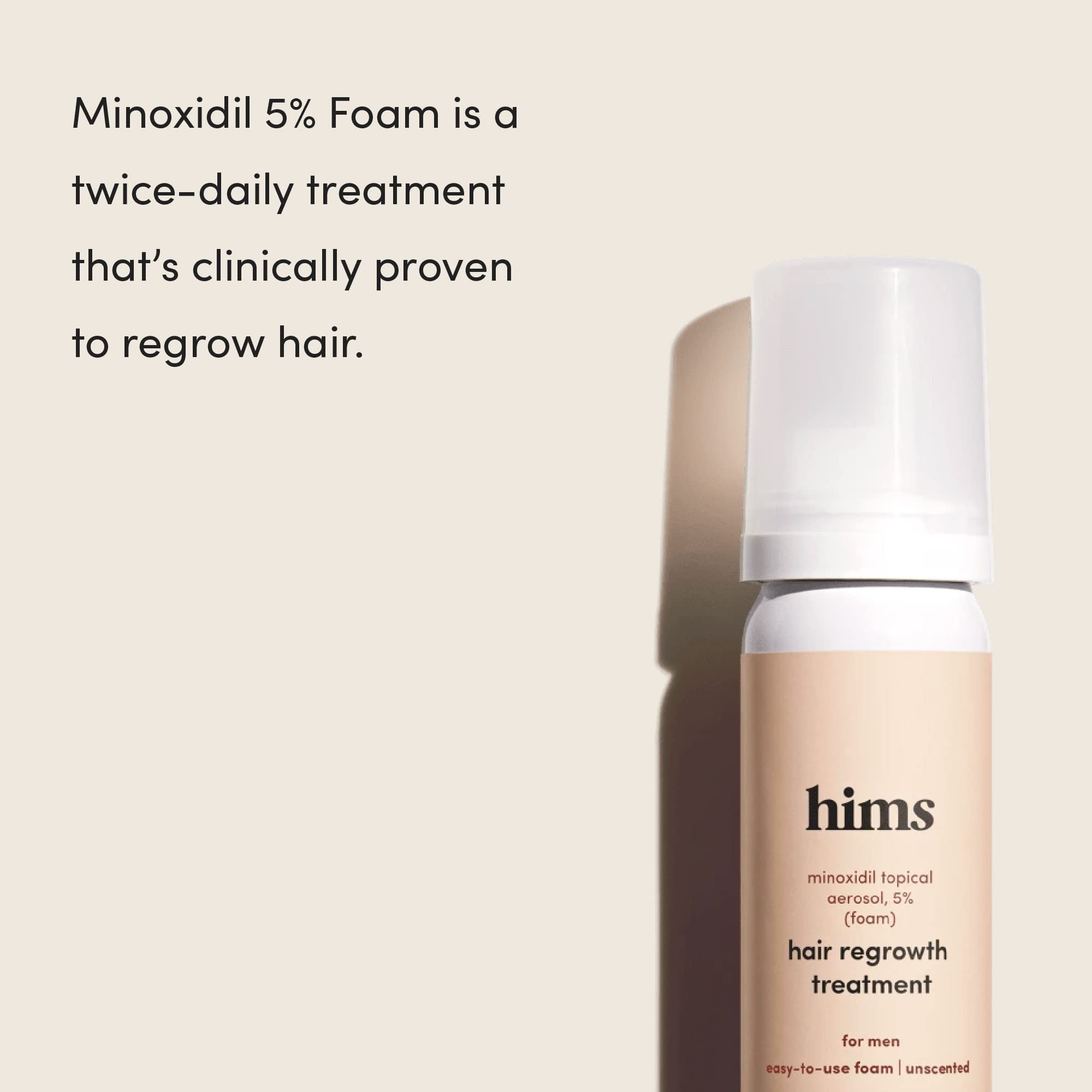 Hims minoxidil application pump showing mess-free daily use.