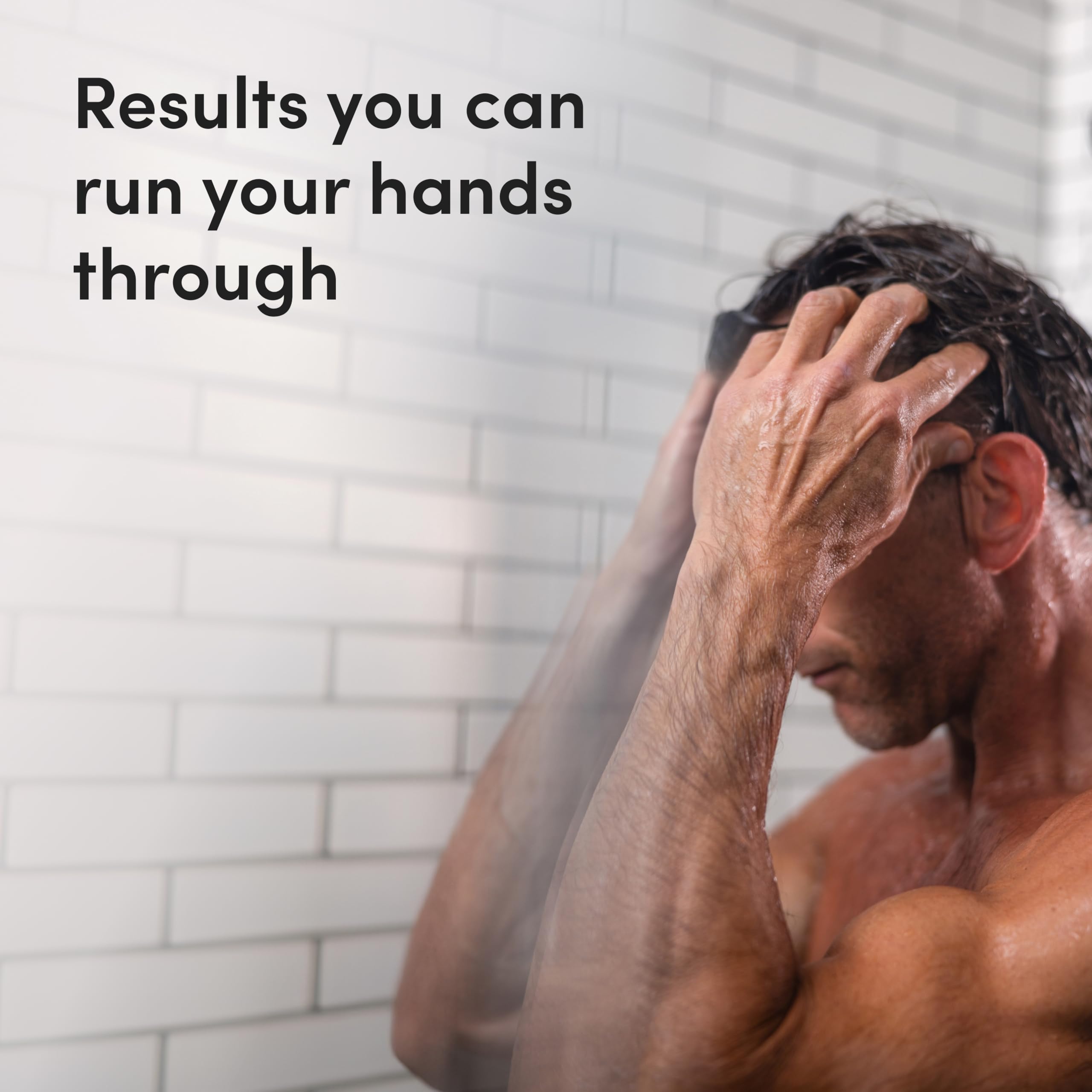 Hims Thick Fix Shampoo on bathroom counter supports daily hair care routine.