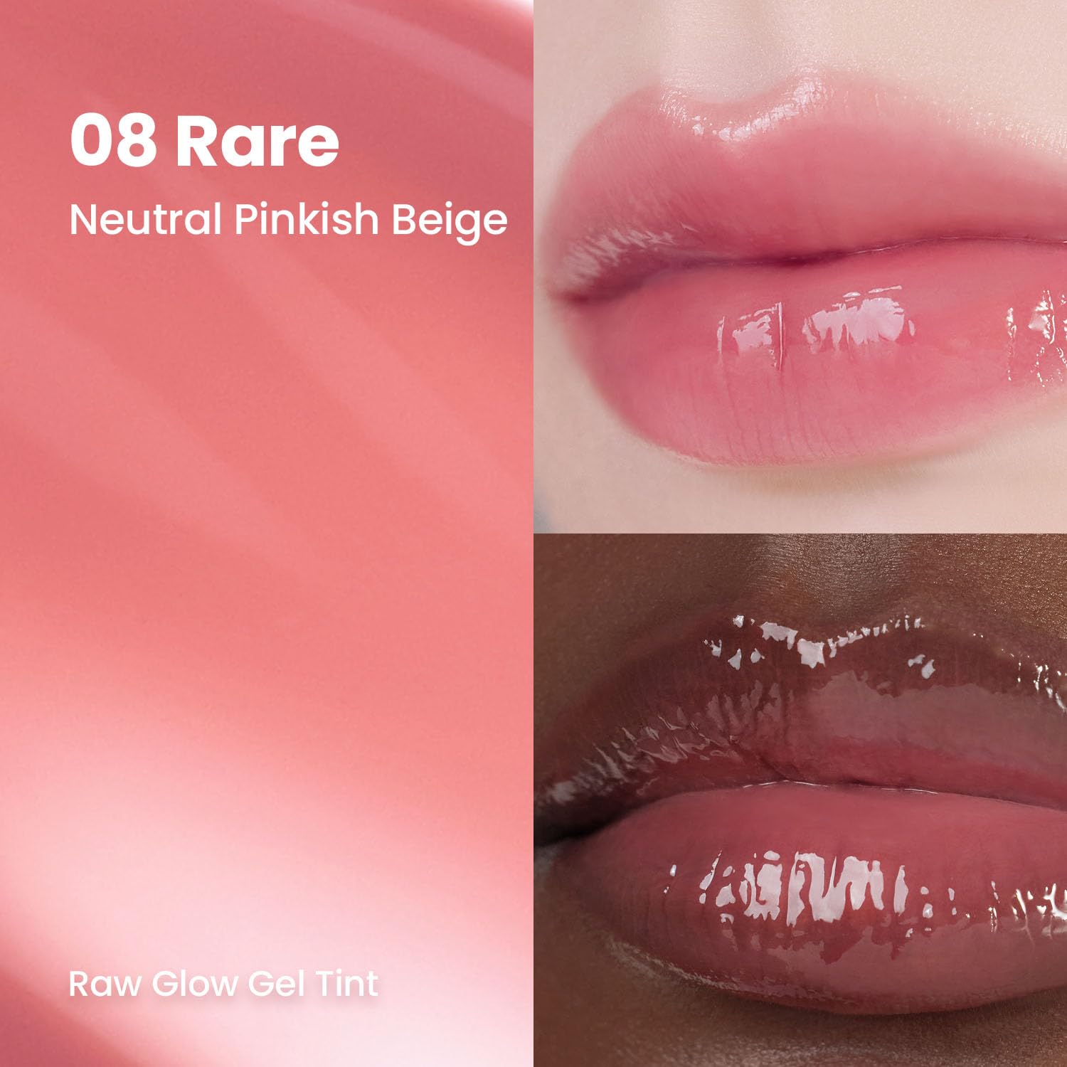 HINCE Raw Glow Lip Tint swatch during application for buildable glow