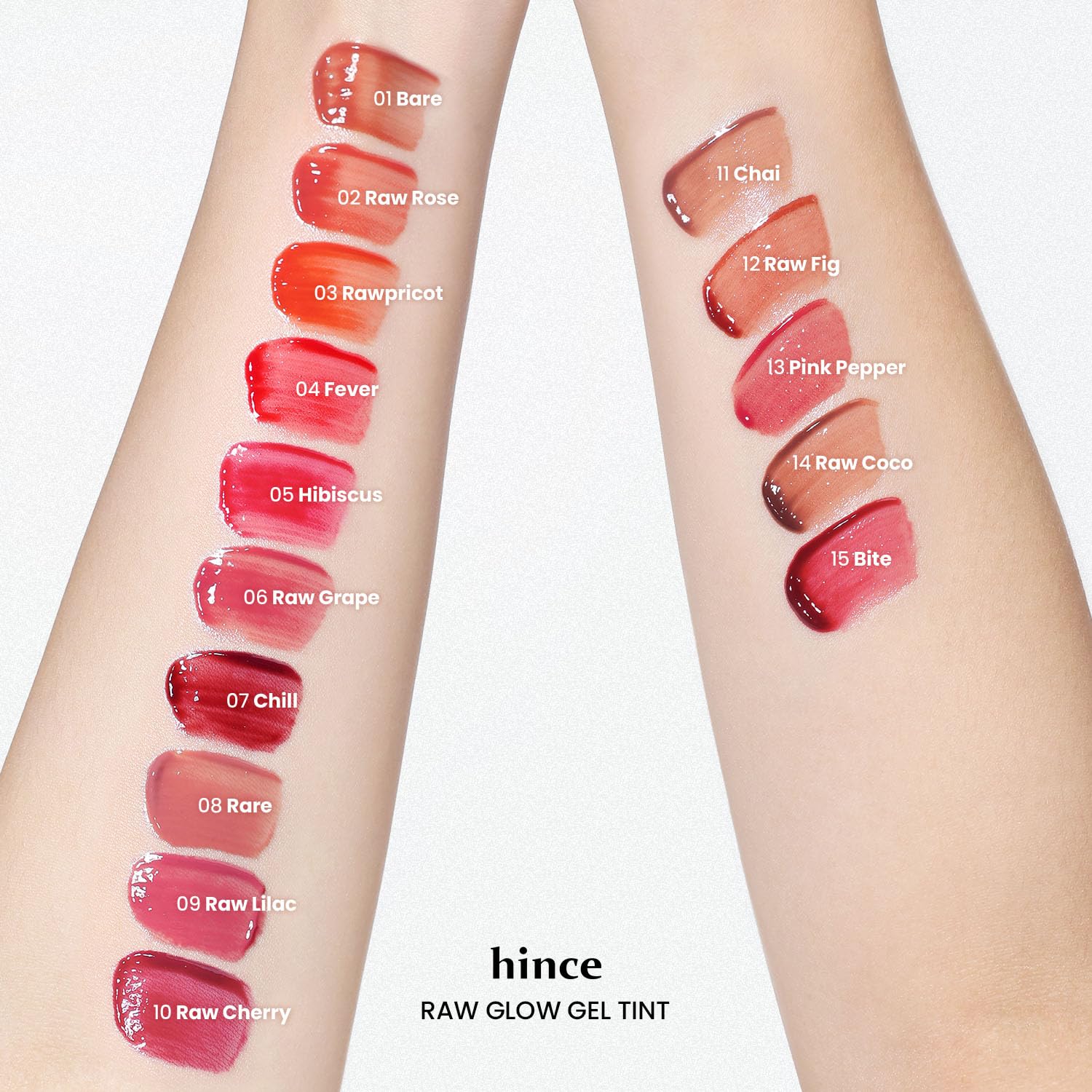 HINCE Raw Glow Lip Tint packaging box highlights vegan compact lip color