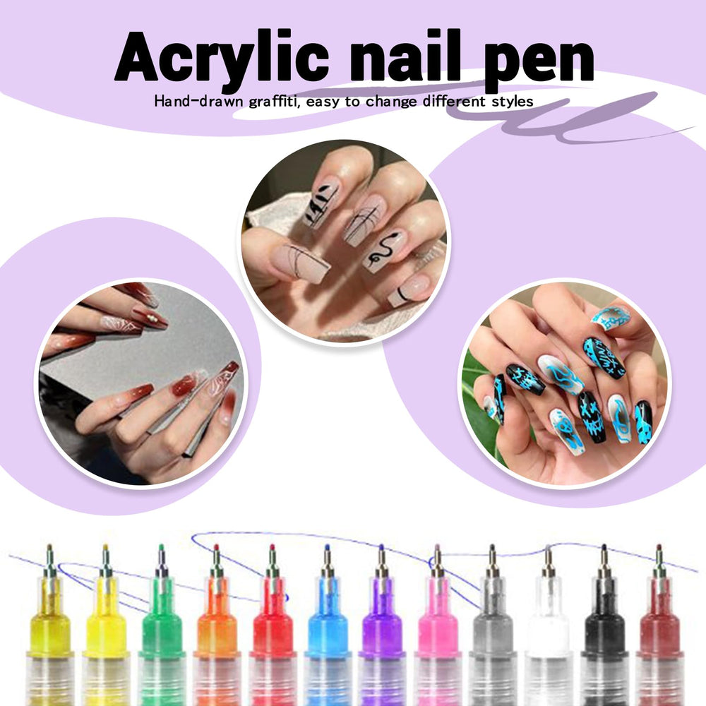 Hinourisha nail art pens with a 0.5mm tip enable fine line patterns.