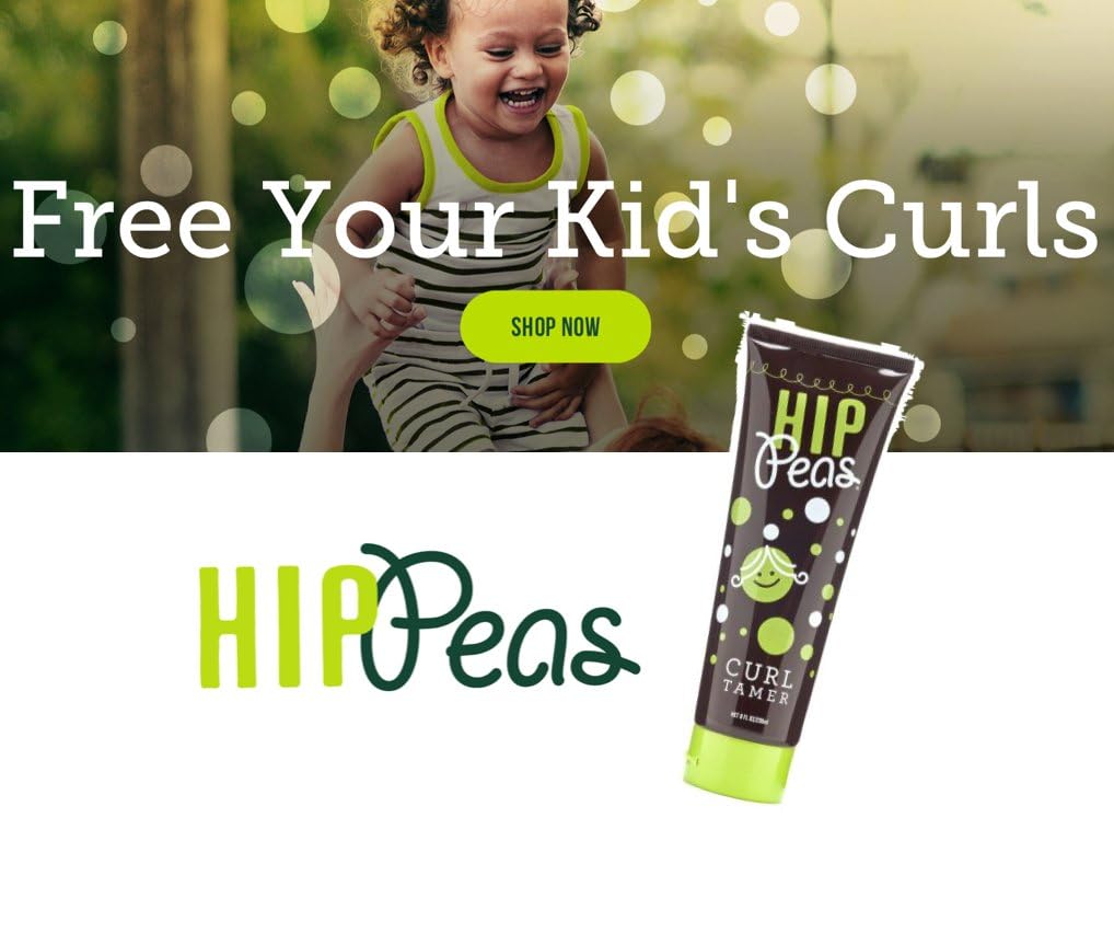 Hip Peas curl tamer application on damp hair for detangling and curl shaping.