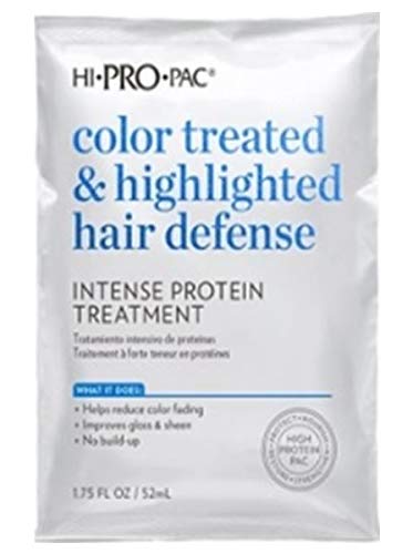 Hi-Pro-Pac Color Treated & Highlighted Intense Protein Treatment bottle highlighting vibrant color and shine