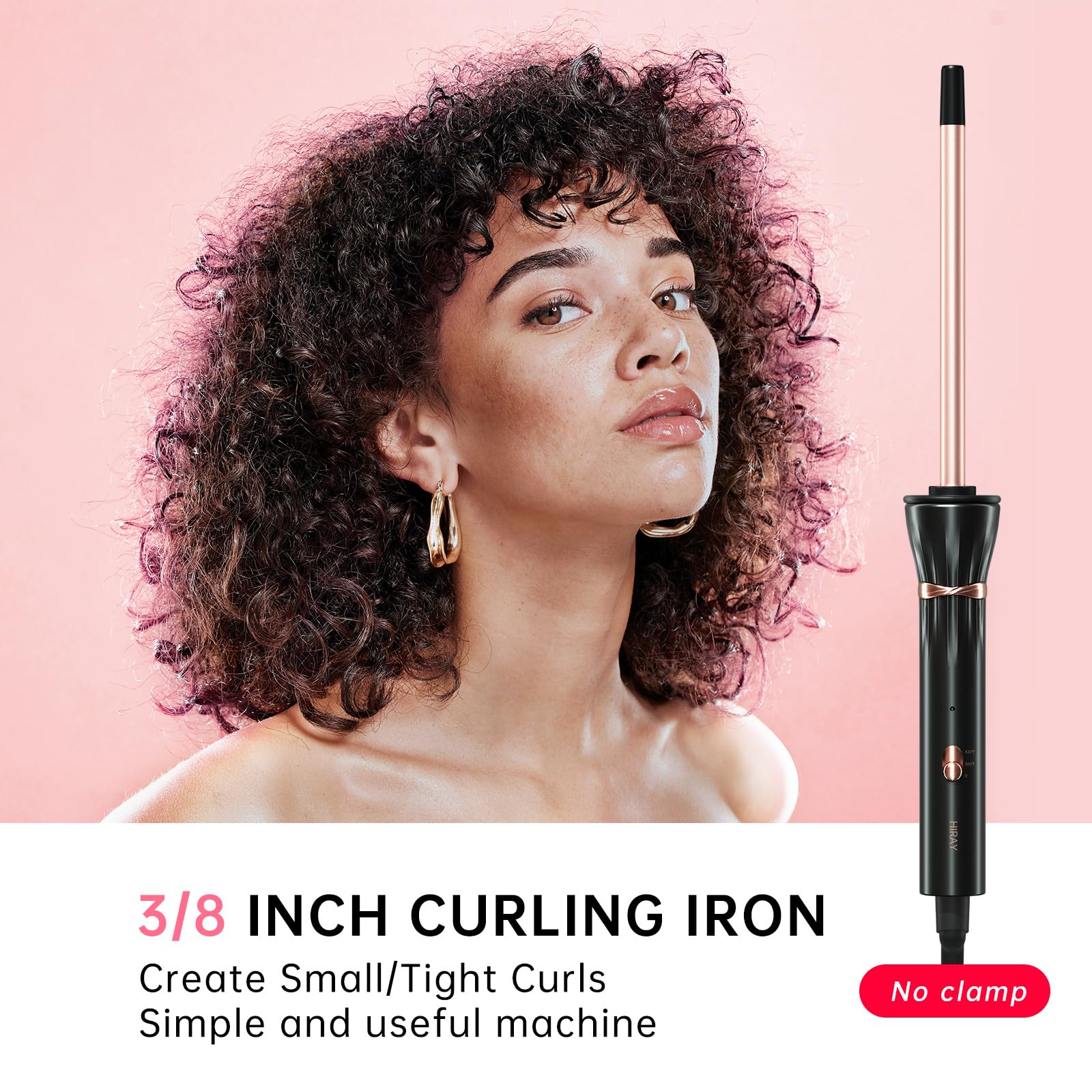 HIRAY 9mm tiny curling wand delivers crisp spiral curls.
