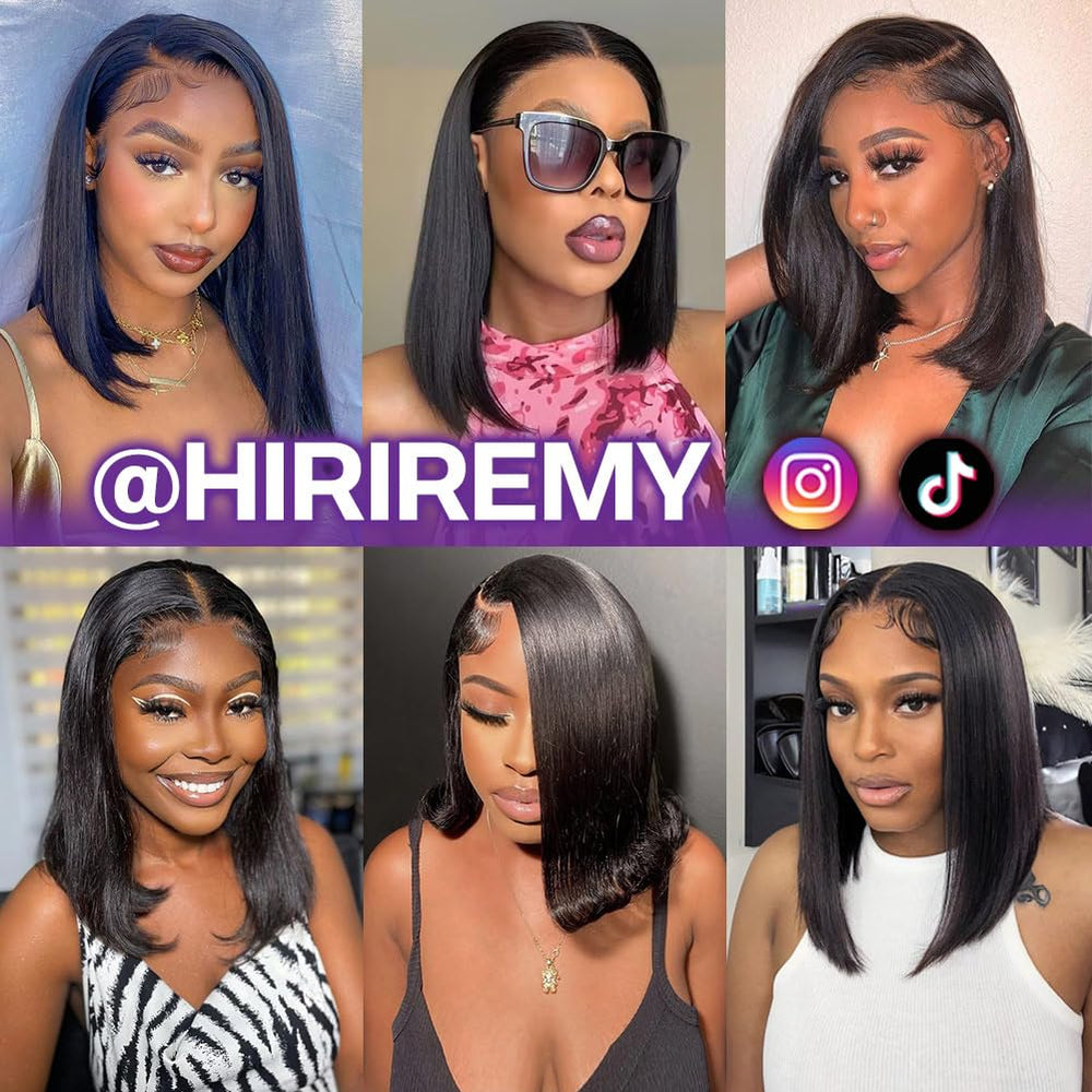 HIRIREMY Bob Wig 180-density blunt-cut end for a full, thick appearance daily use.