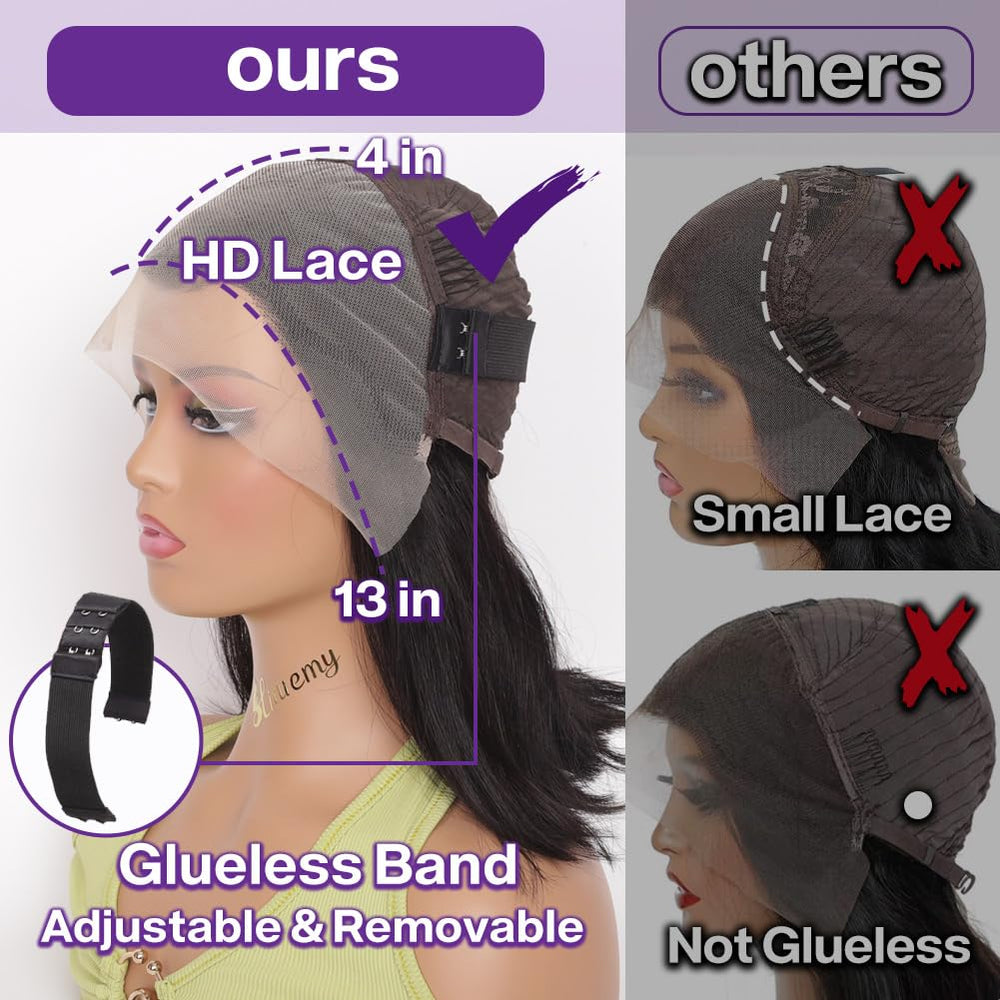 HIRIREMY Bob Wig removable glueless band enables easy wear-and-go styling.