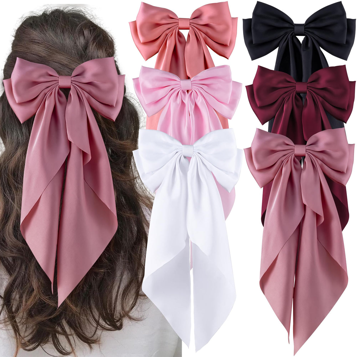Hisial large bow hair clip in black for elegant everyday wear