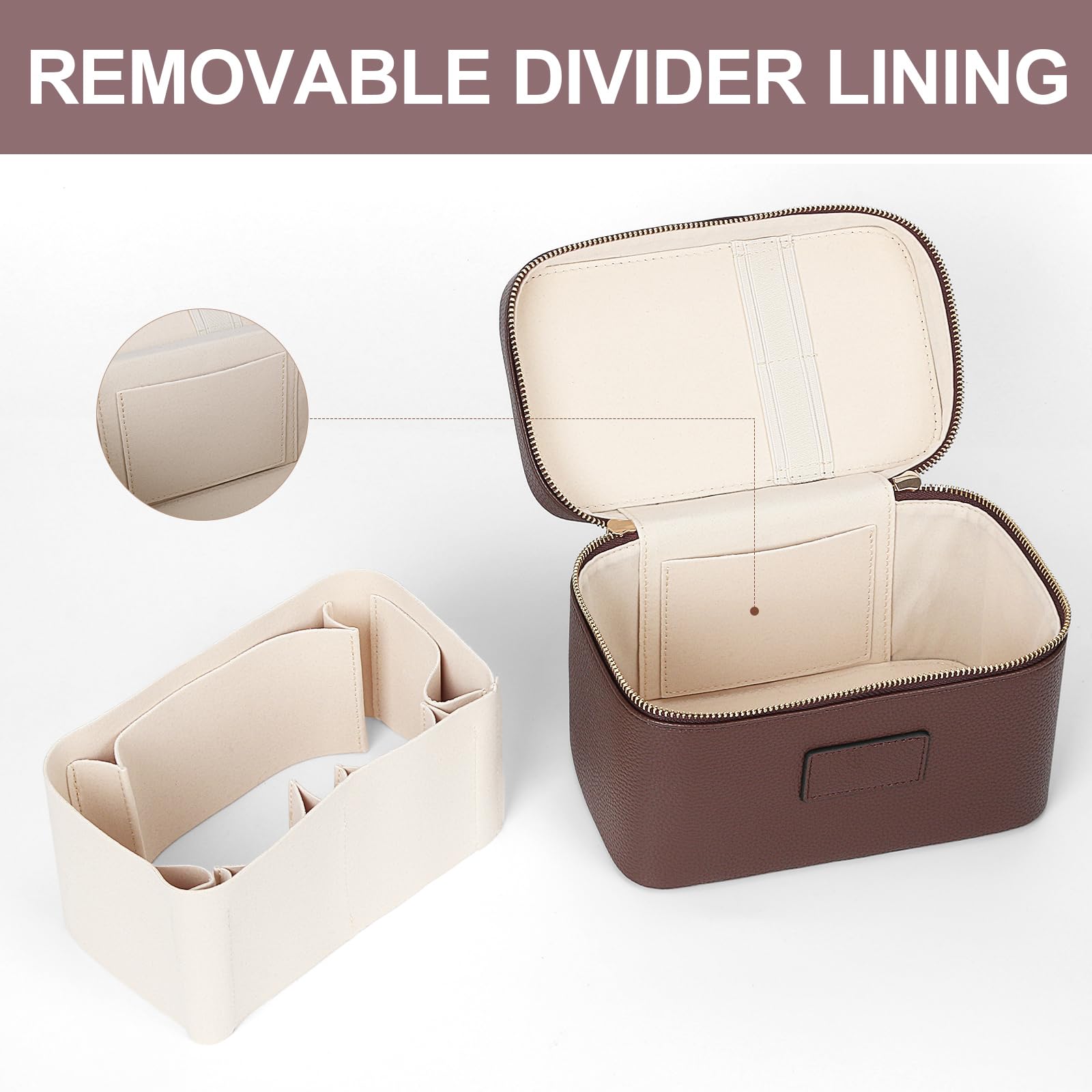 HiTotes leather vanity bag suits travel, work, and daily use with stylish organization