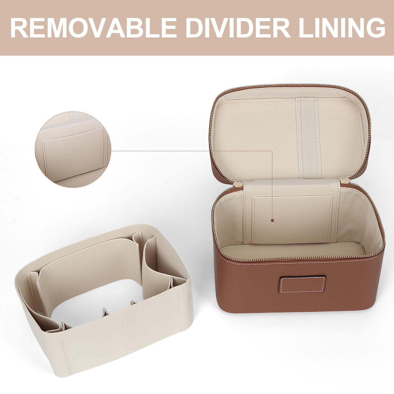 HiTotes makeup bag portable organizer keeps daily cosmetics within easy reach.
