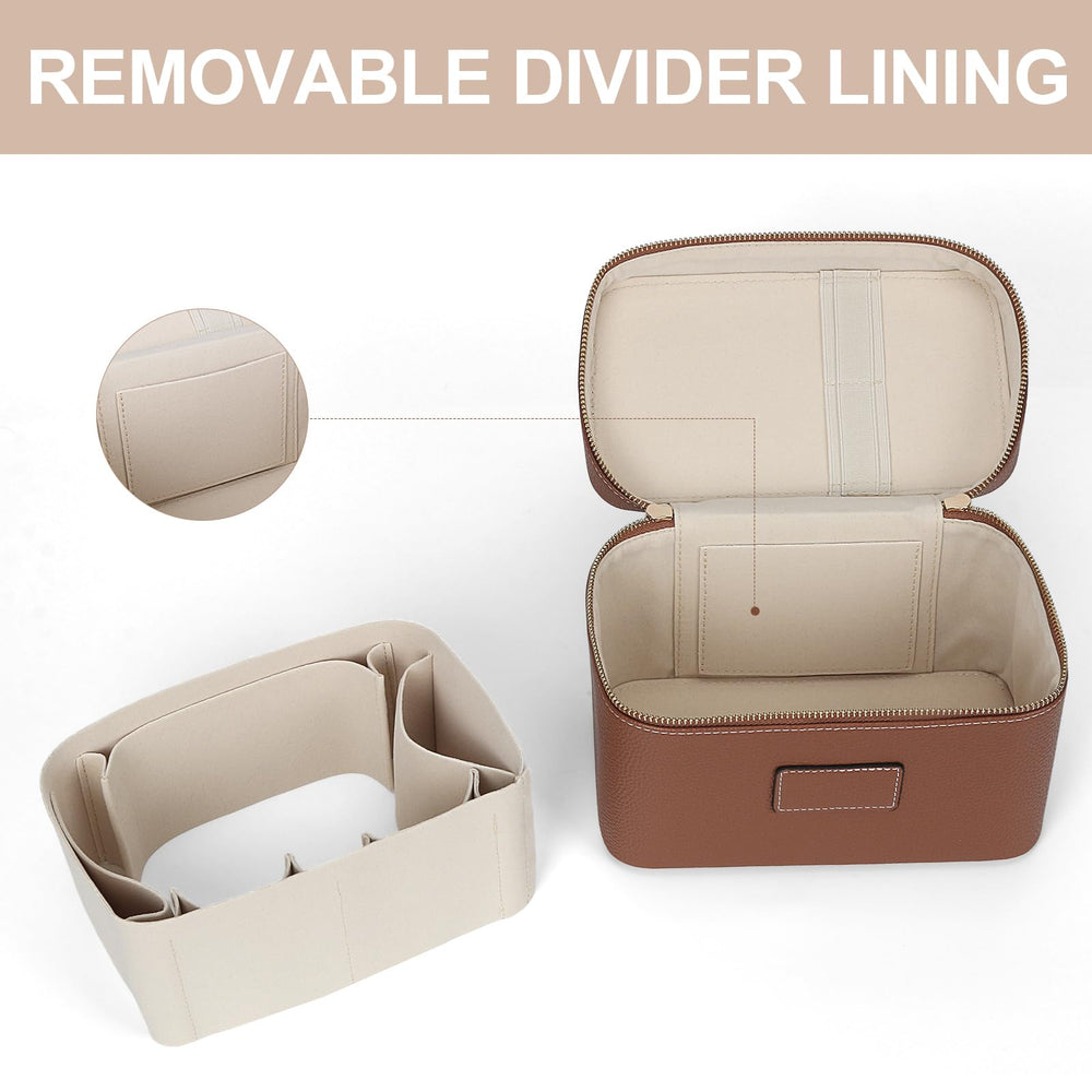 HiTotes makeup bag portable organizer keeps daily cosmetics within easy reach.