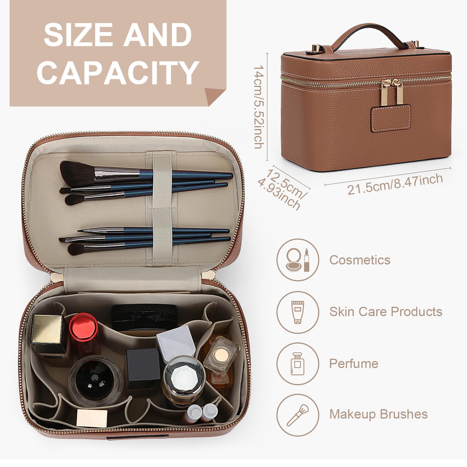 HiTotes makeup bag removable divider helps you organize palettes and brushes.
