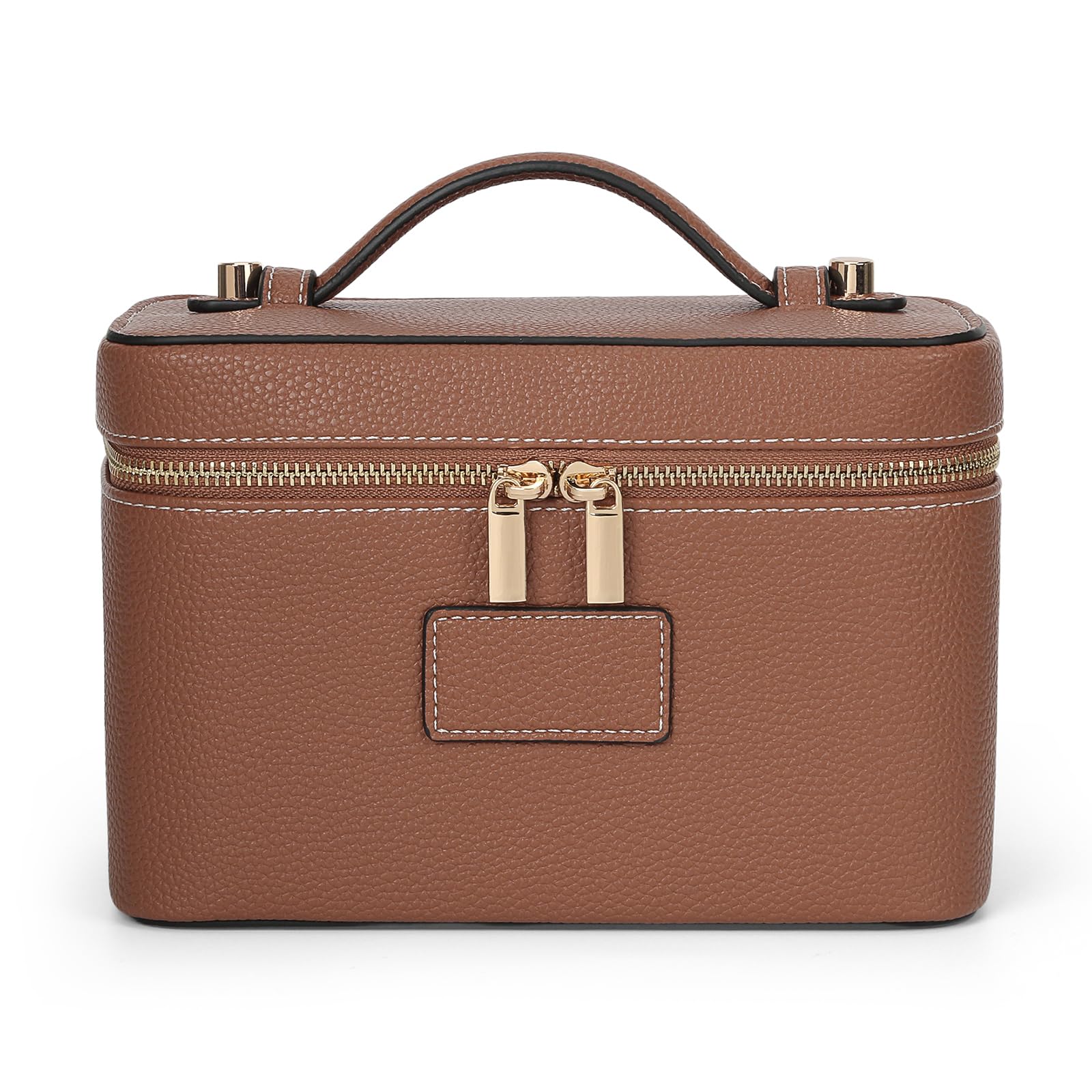 HiTotes makeup bag with waterproof leather exterior keeps cosmetics protected on trips.