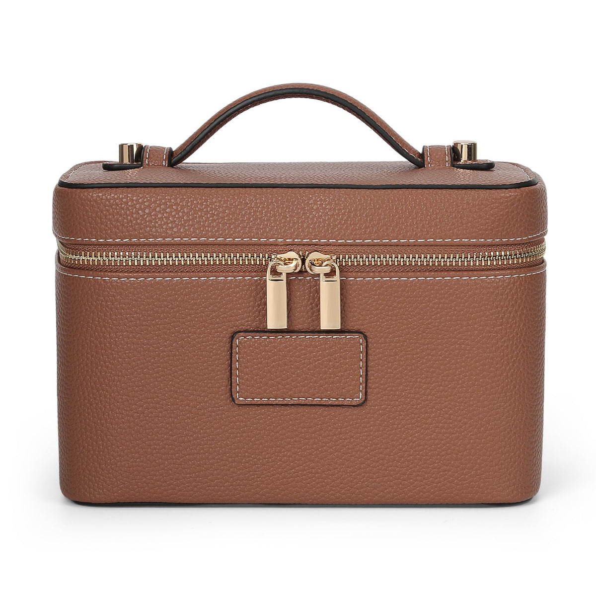 HiTotes makeup bag with waterproof leather exterior keeps cosmetics protected on trips.