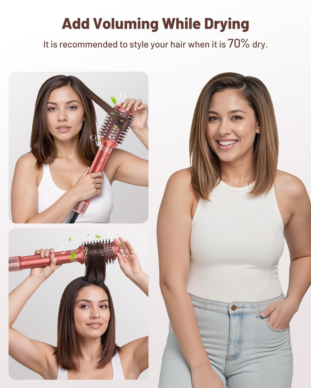 HITTIONA round brush smooths strands for sleek, professional-looking styling