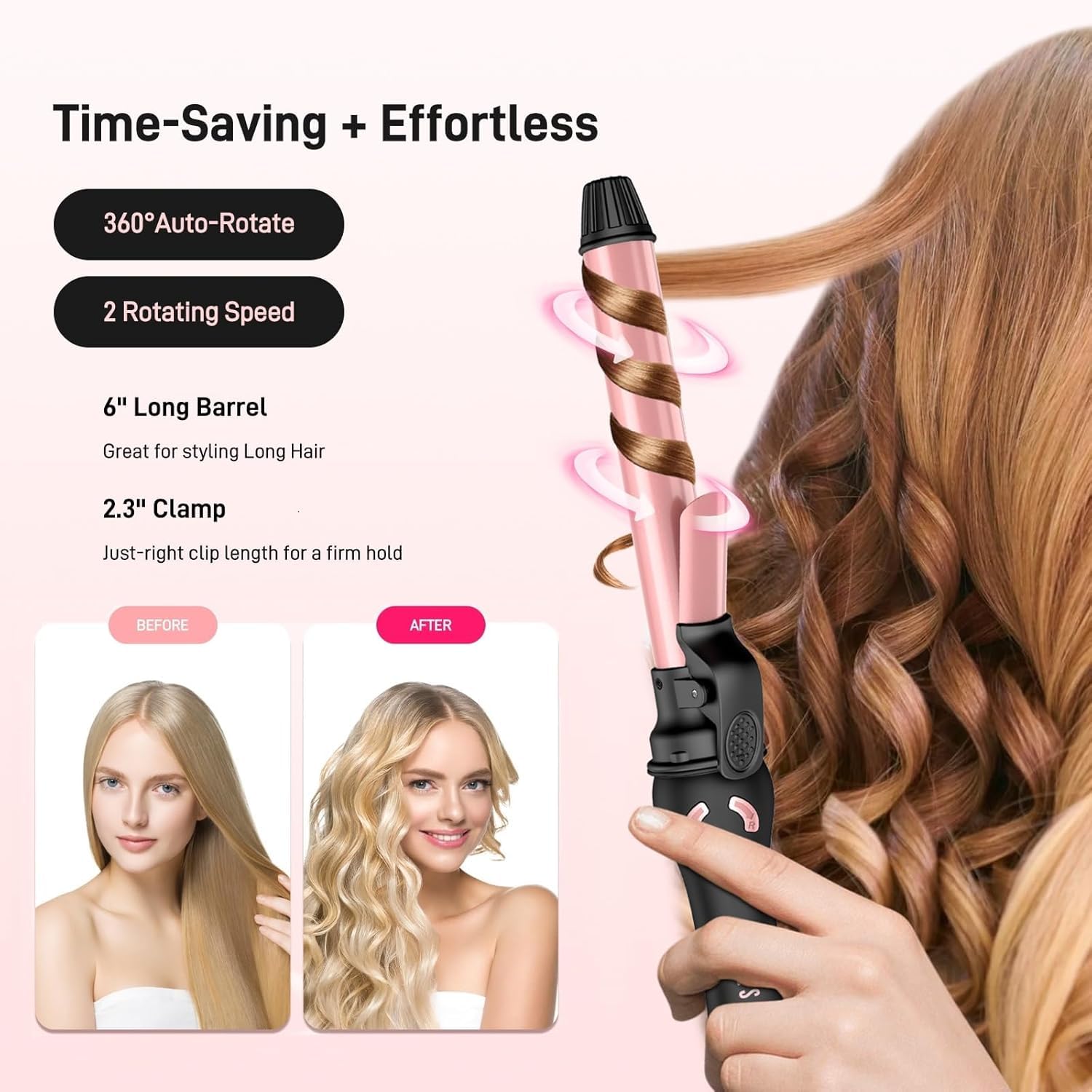 HITTIONA automatic hair curler with LCD display ensures precise heat settings