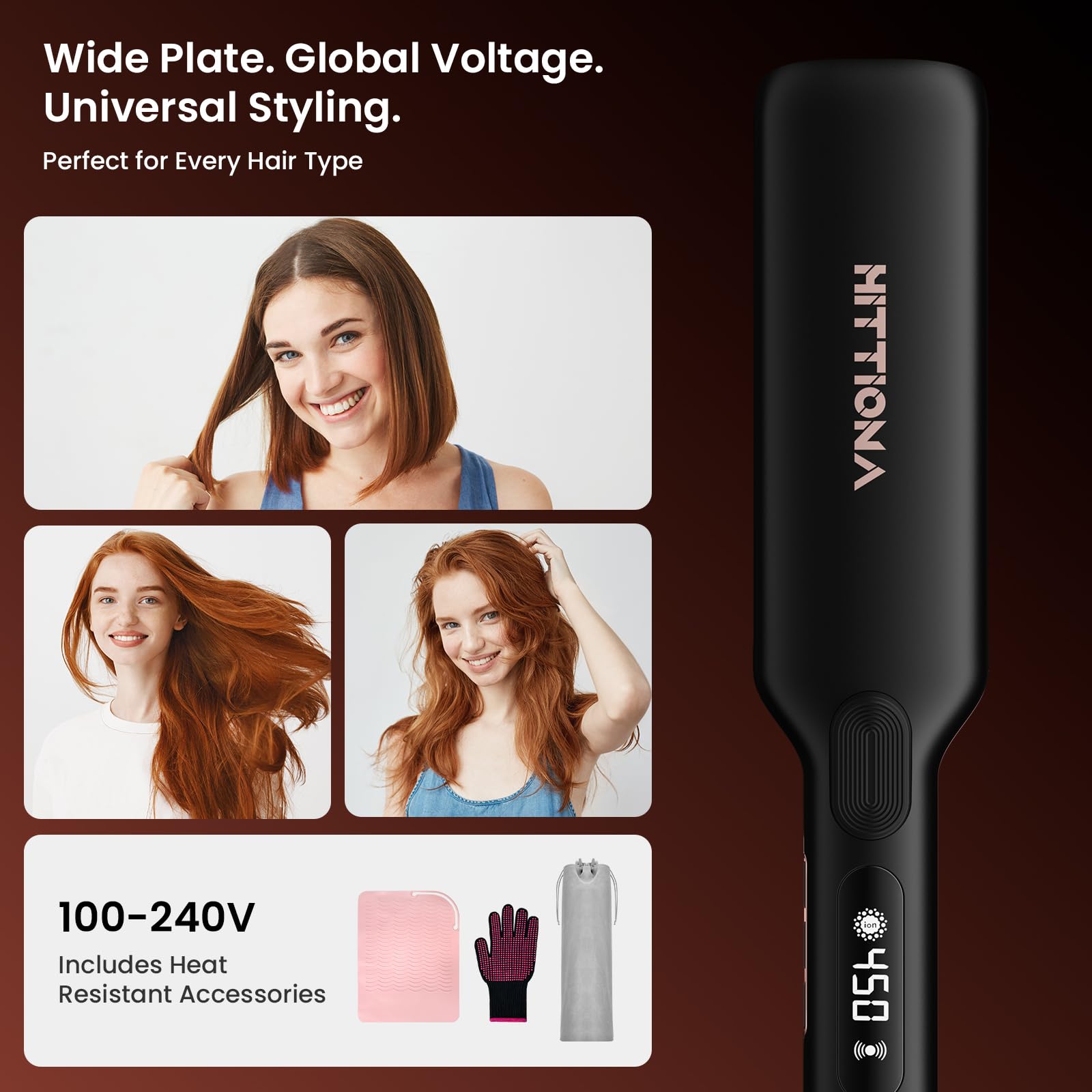HITTIONA smart heat control stabilizes temperature for safe styling.