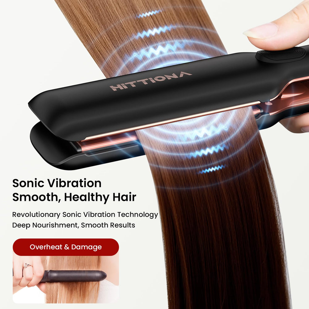 HITTIONA vibrating plates glide smoothly to reduce breakage during styling.