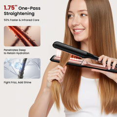 HITTIONA flat iron 1.75-inch plates deliver faster, snag-free straightening for thick hair.