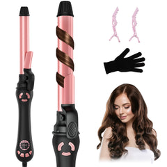 HITTIONA rotating curling iron in rose gold for quick salon-worthy curls