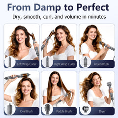 Hittra ionic hot air styler with oval brush for smooth root lift.