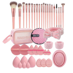 HIUZAR 42-piece makeup brush set package offers complete makeup tools for a full look.