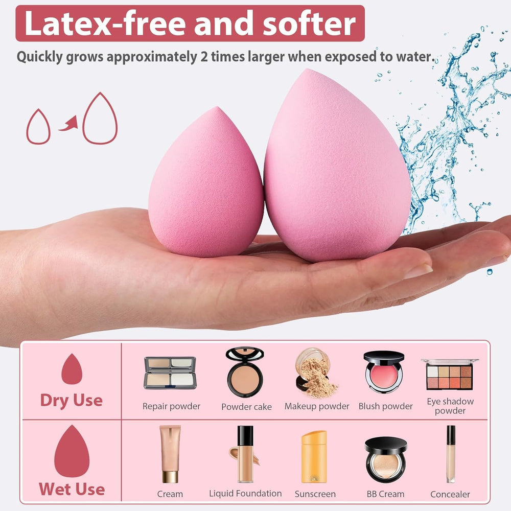 HIUZAR triangle powder puffs (big and mini) ensure even powder application.
