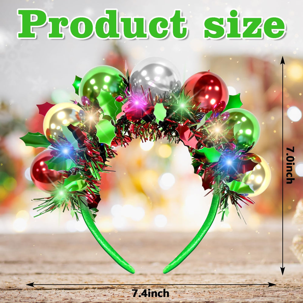 Hiwtonk Christmas LED headband side view showing comfortable stretch fit for all day wear