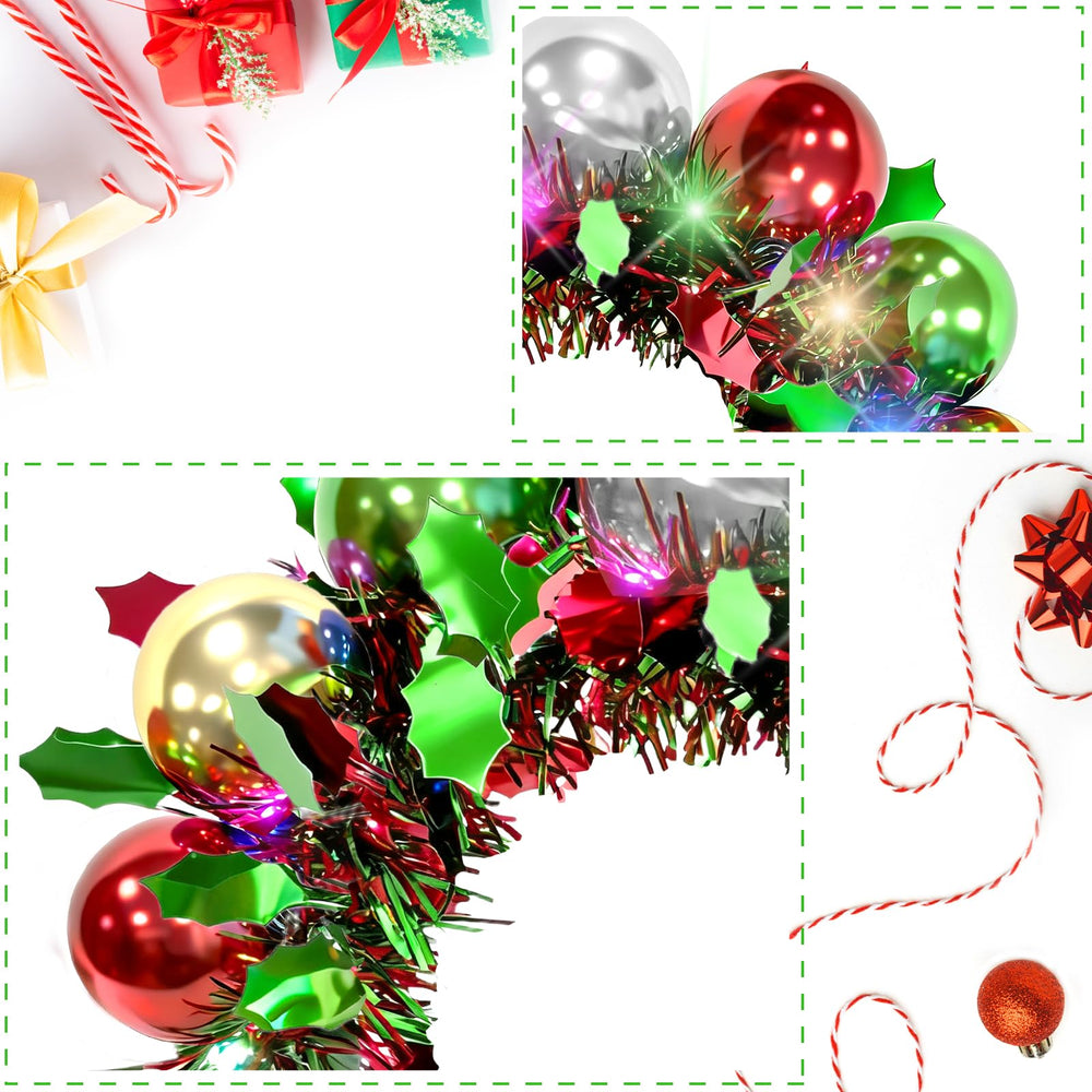 Hiwtonk Christmas LED headband detail with tinsel and stars for festive sparkle