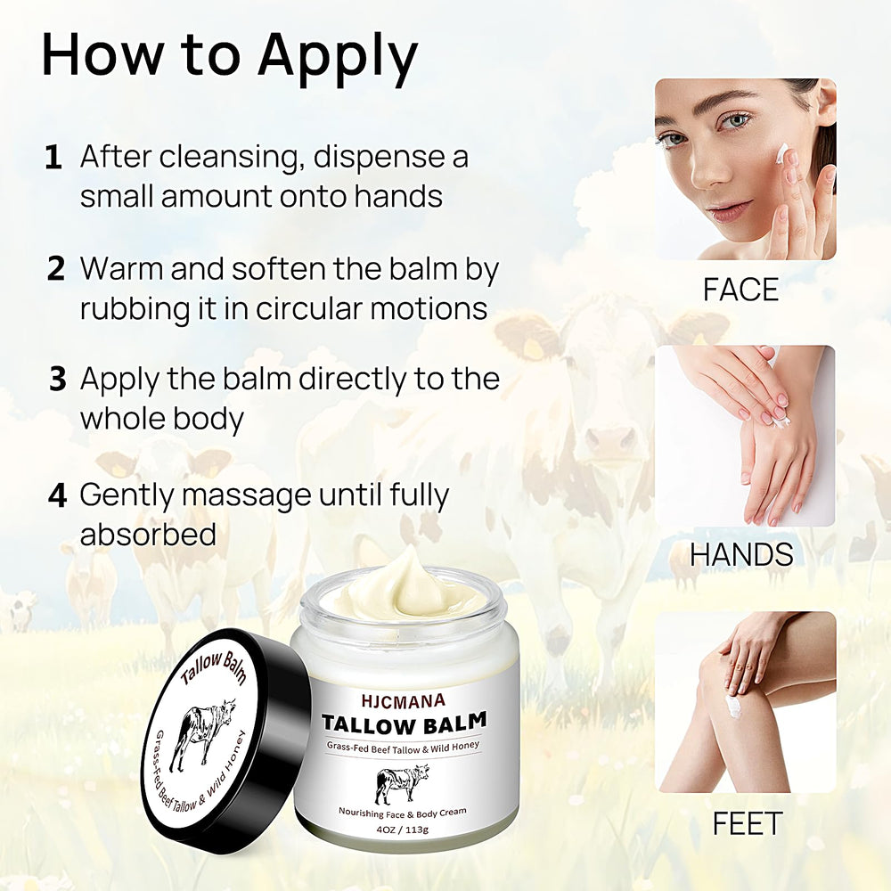 HJCMANA balm jar on wood background conveys natural, pure skin care