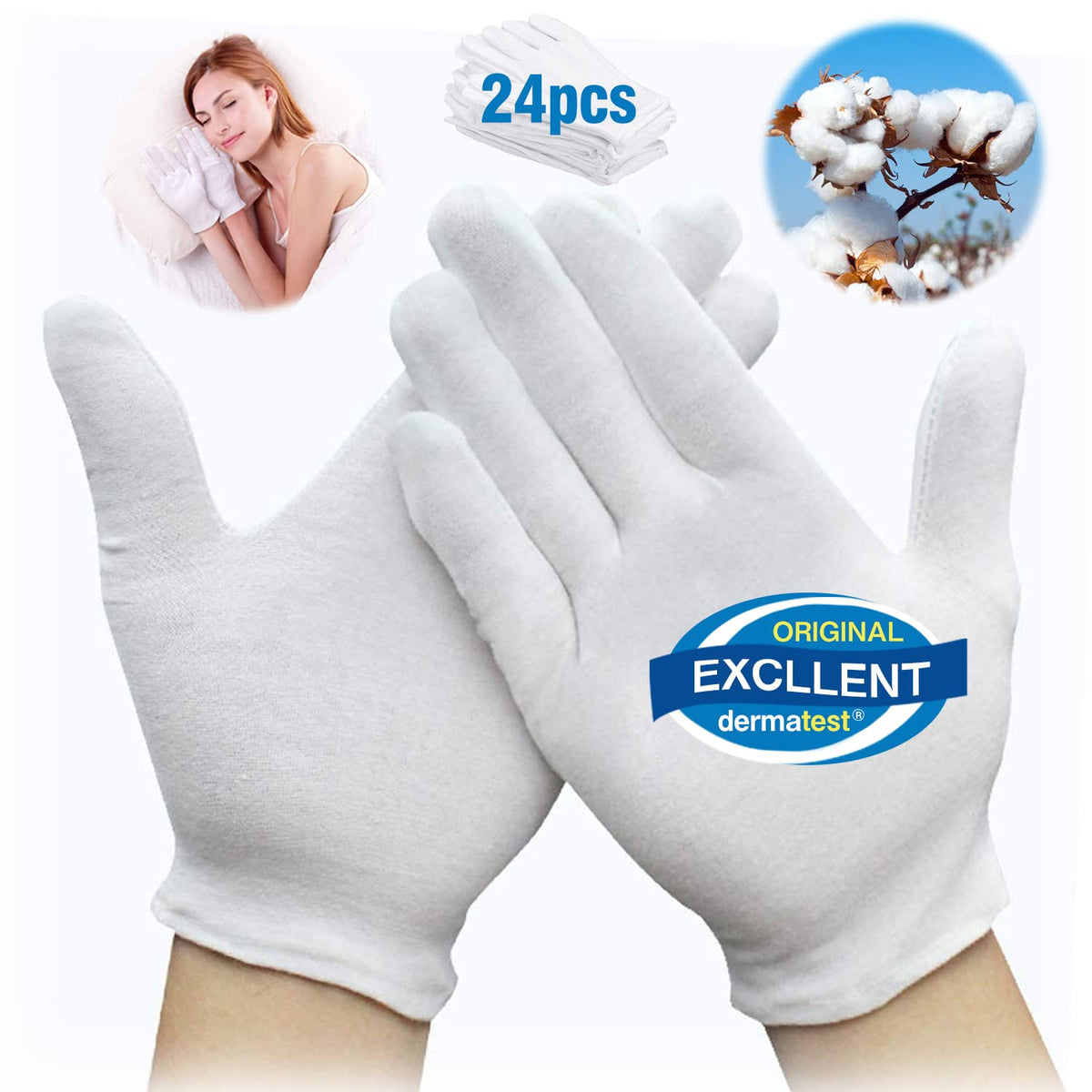 HJDHS cotton kids gloves packaging view highlighting a 24-pair value pack for gentle care.