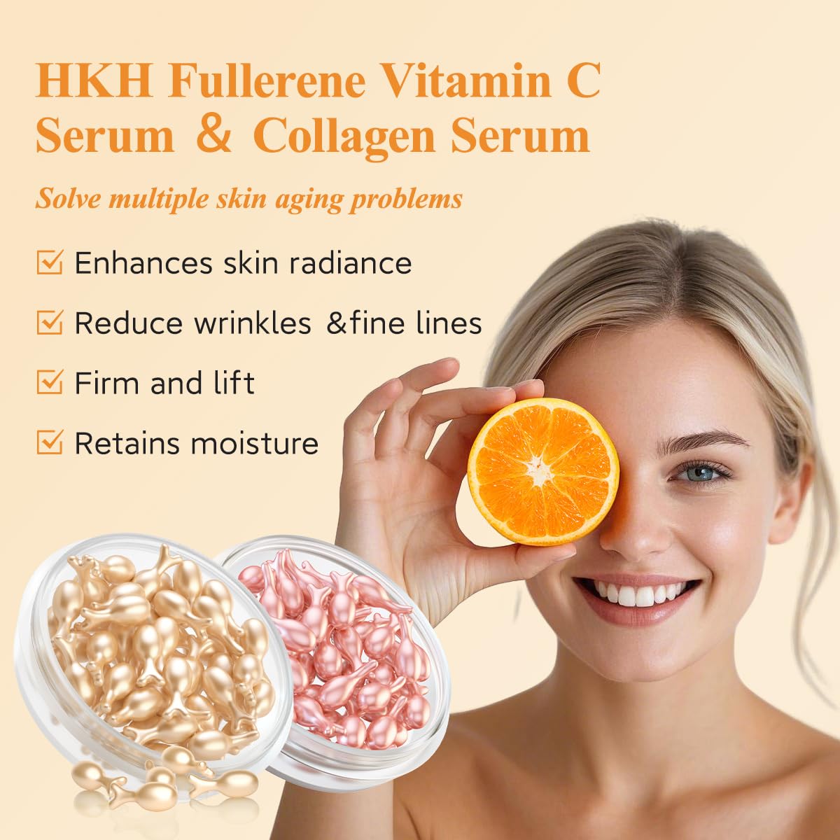 HKH Retinol night serum capsules promote smoothing and collagen support overnight.