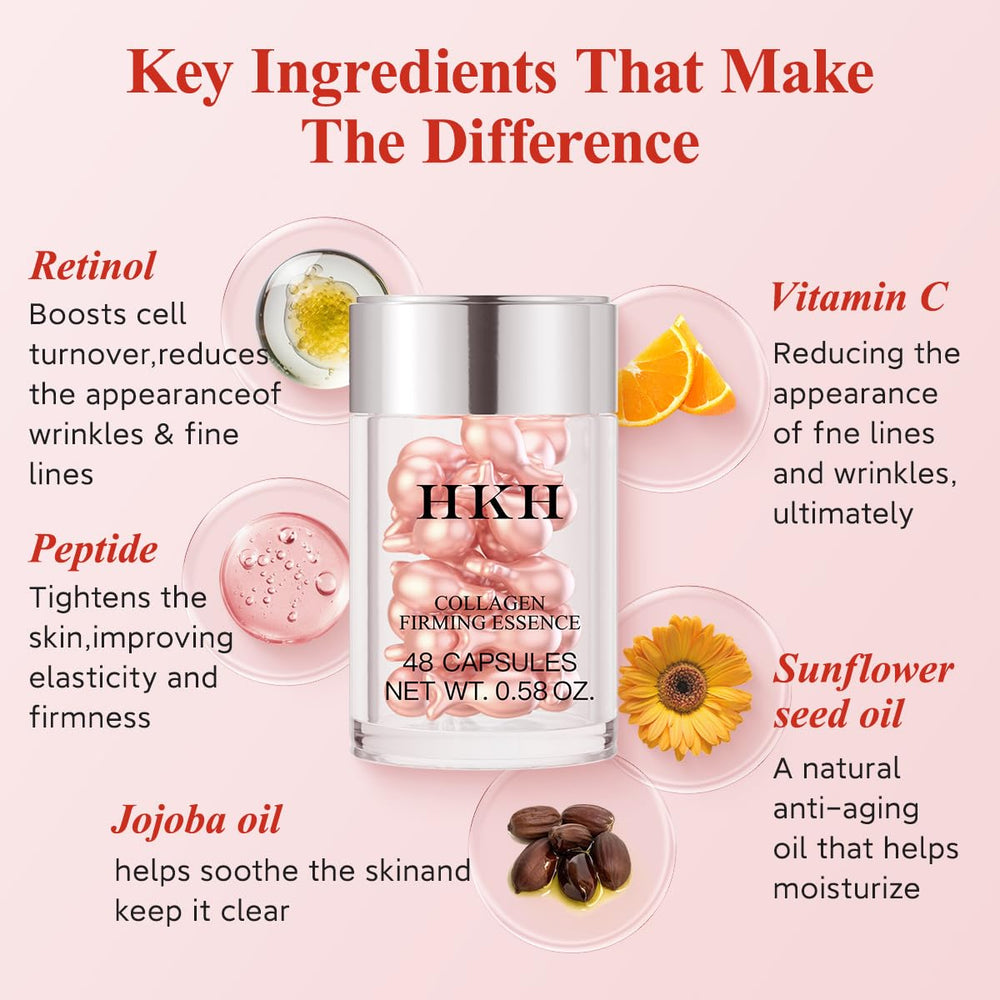 HKH Retinol Serum Capsules packaging preserves potency with sealed, fresh capsules.