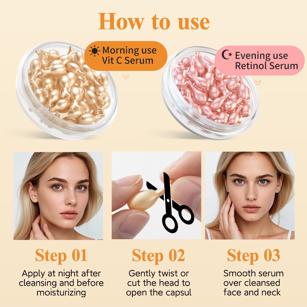 Compact HKH capsule set for on-the-go skincare portability.