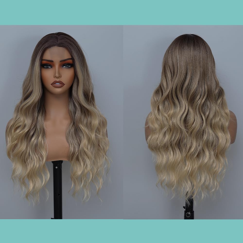 HMHIFI long ombre blonde wig lace-part front detail natural hairline look