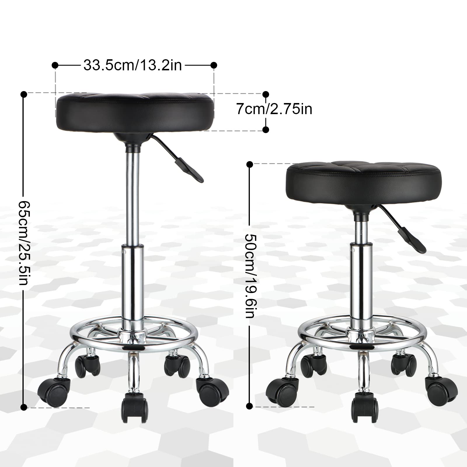 HMTOT height adjustable stool demonstrates 19.6 to 25.5 inch range