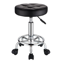 HMTOT round rolling stool with PU leather seat offers adjustable comfort during long sessions