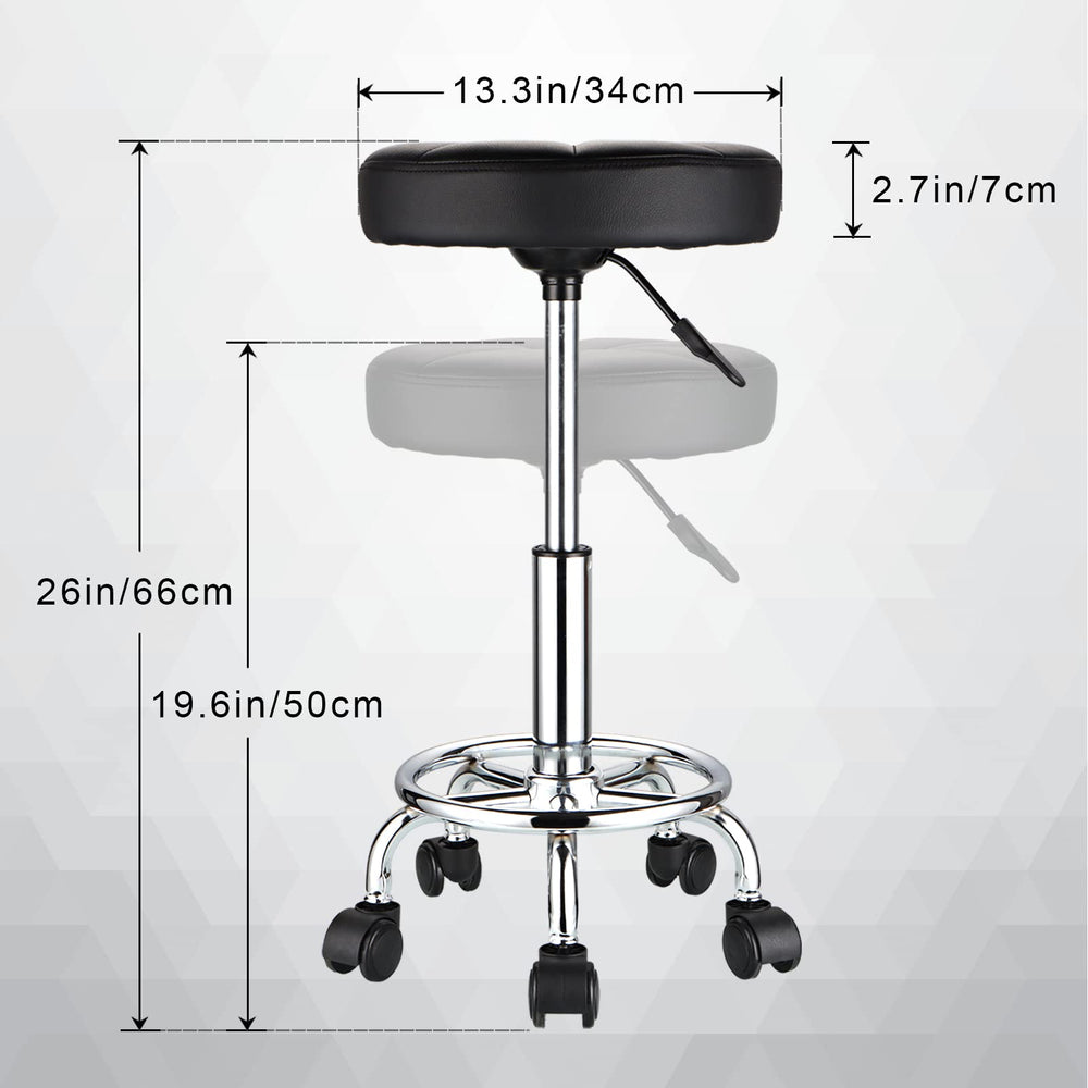HMTOT Round Stool height adjustment from 19.6 to 26 inches for comfort.