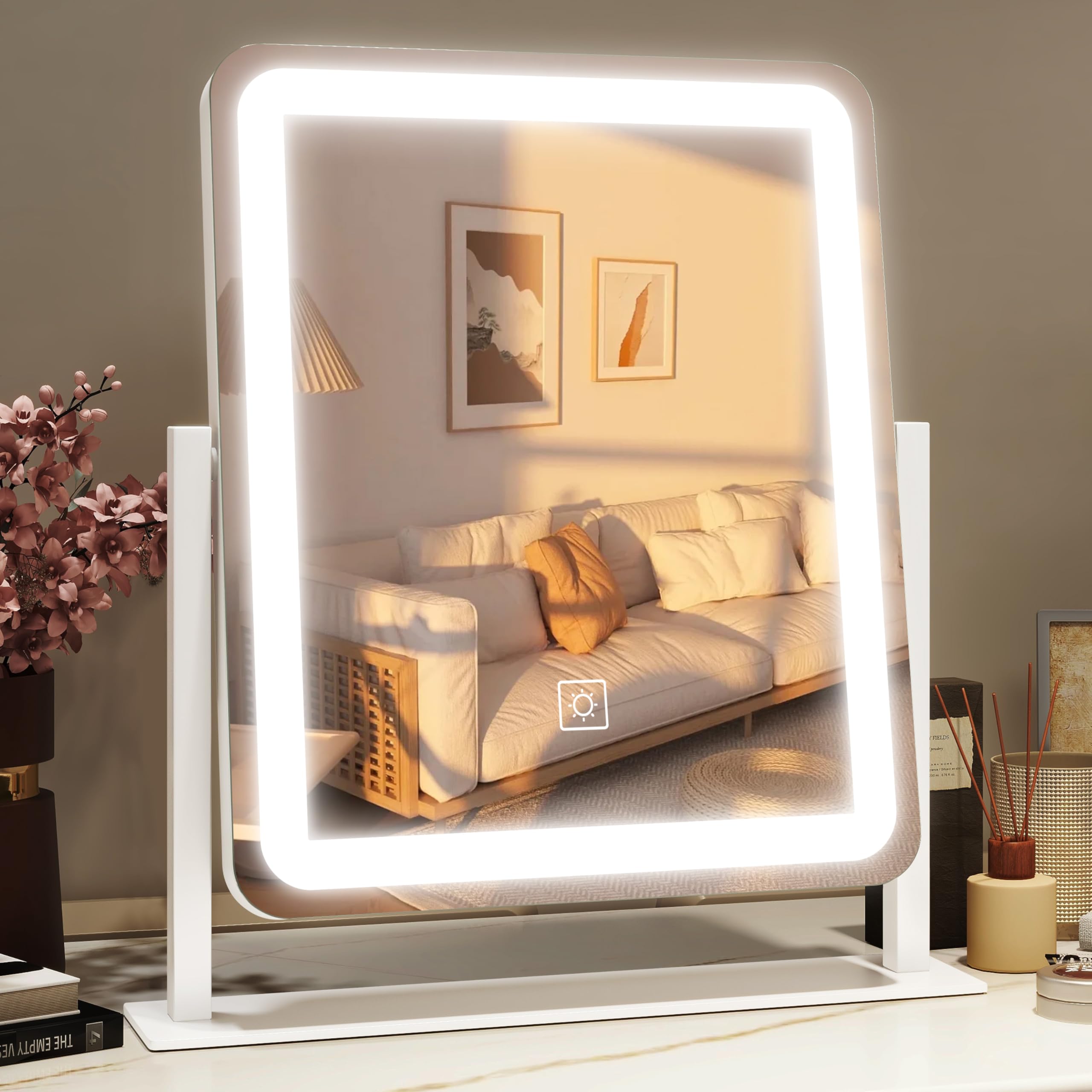 HNV Vanity Mirror 15x13 large view for precise makeup and skincare.