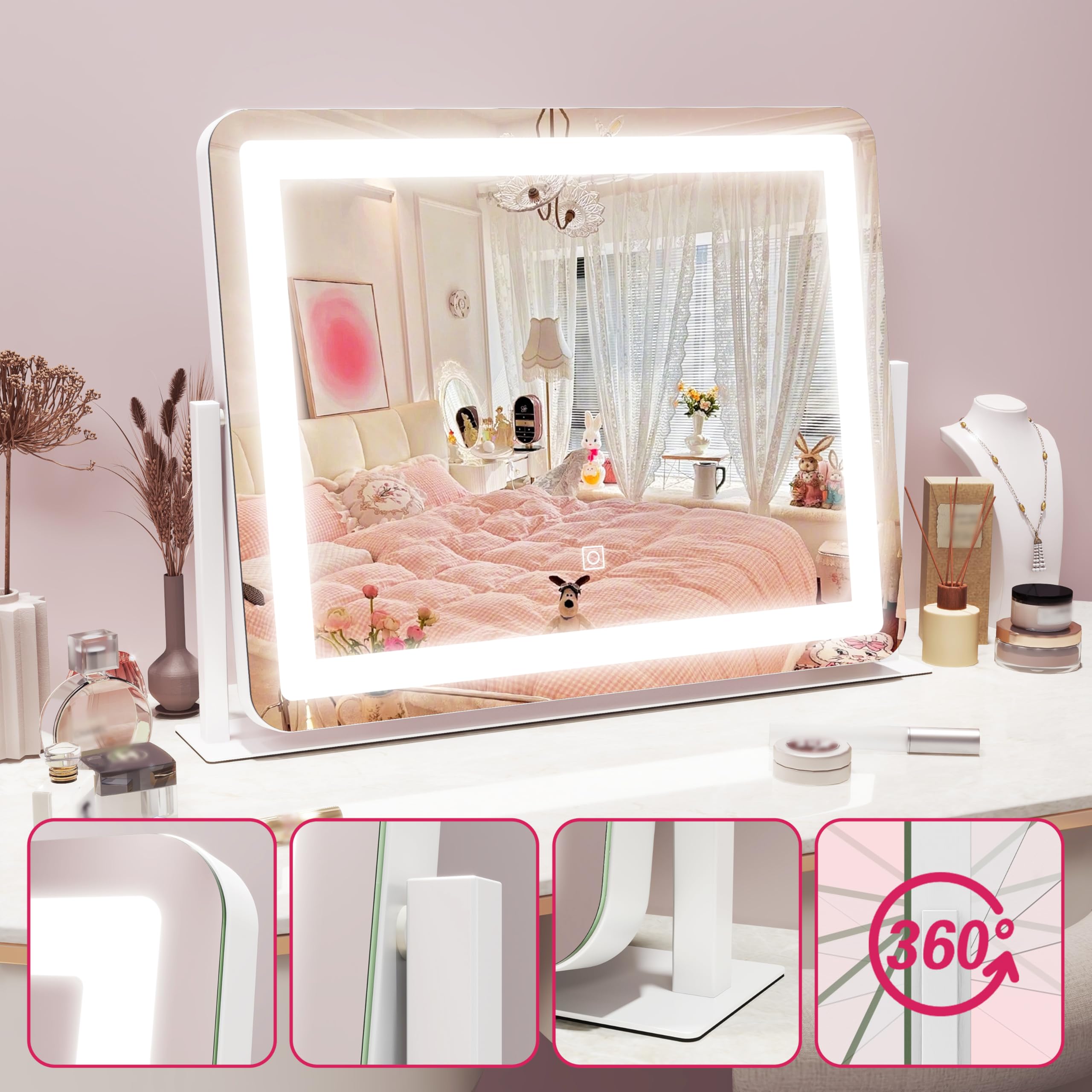 HNV vanity mirror fits bedroom and dressing table for stylish routine.
