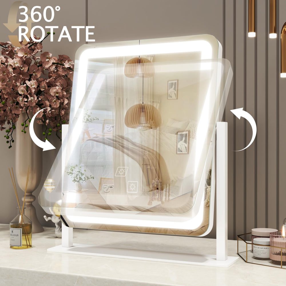 HNV Vanity Mirror sturdy metal base stays steady on any vanity.