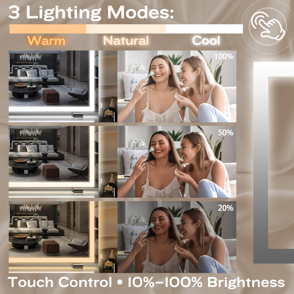 HNV vanity mirror wall mount or tabletop setup for flexible placement