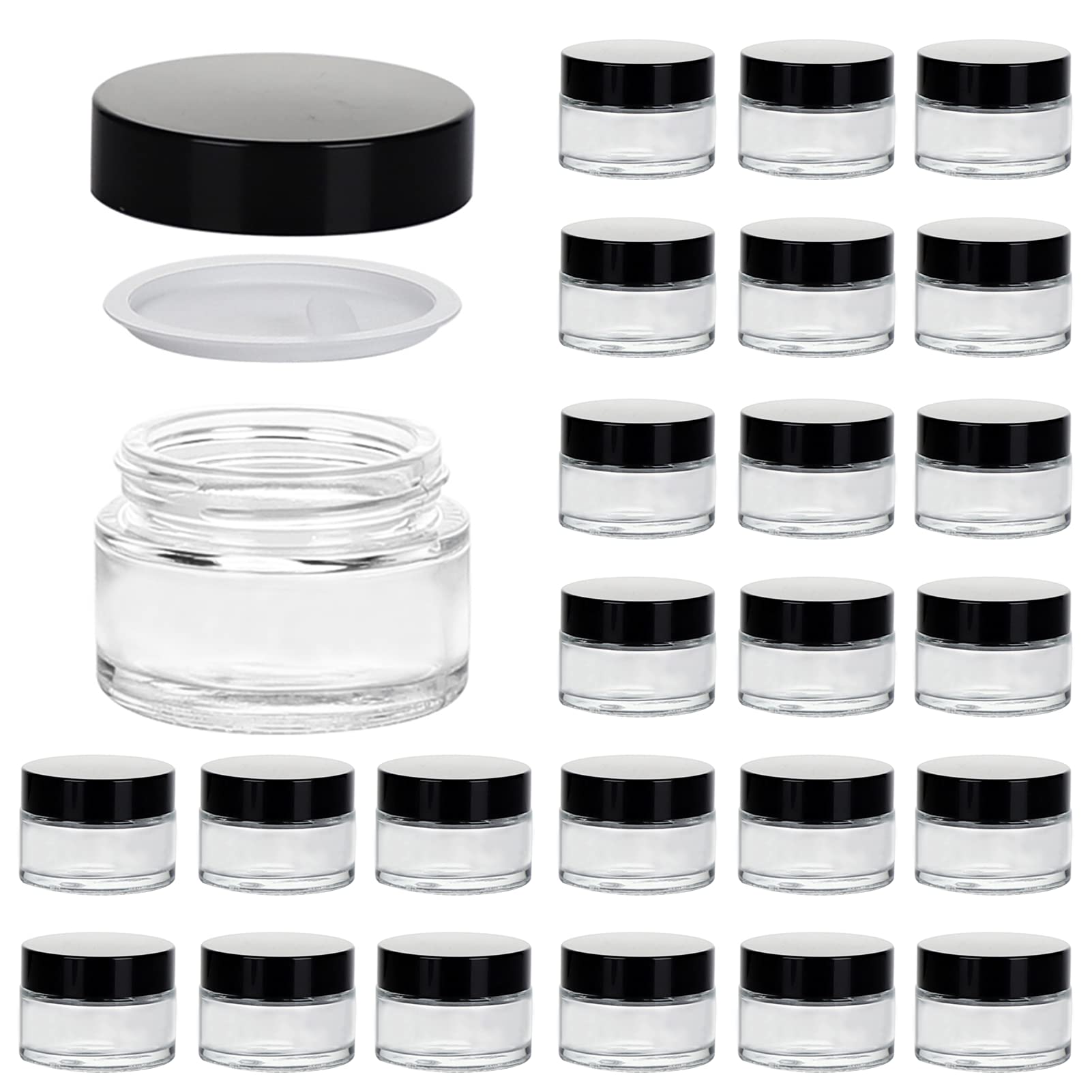 Hoa Kinh 1oz glass jar pack with clear lids for compact travel storage